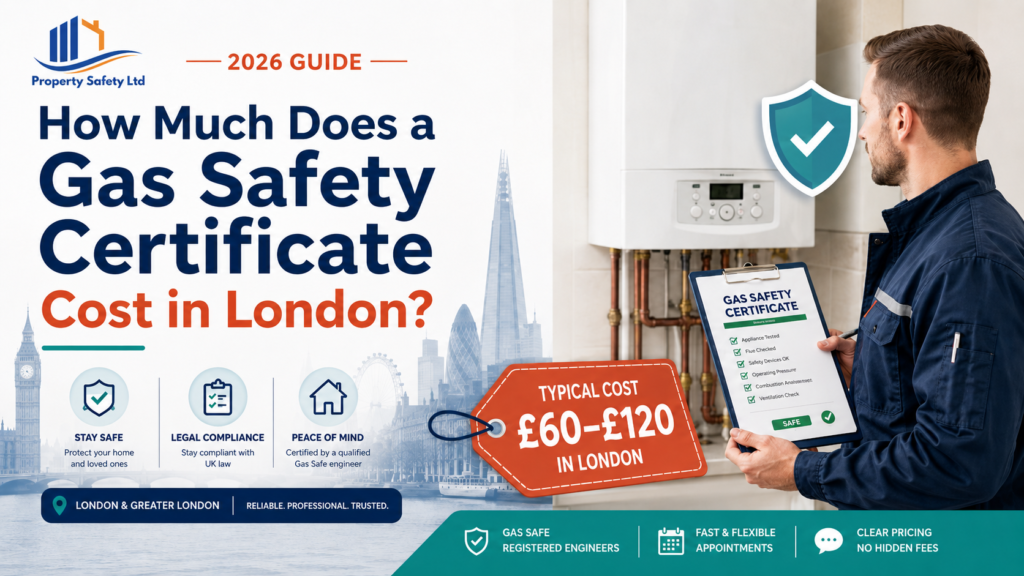 Gas Safe registered engineer carrying out a gas safety certificate check in a London property